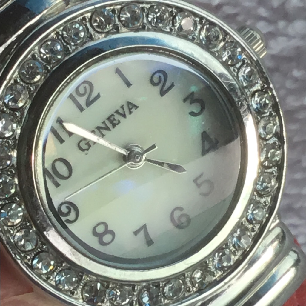 Geneva Silver CrystalTrim Mother Of Pearl Dial Watch
